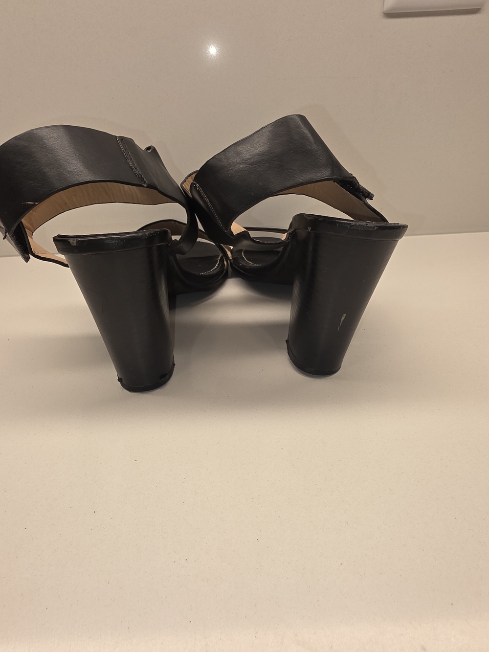 miami Black Strappy Block Heel Sandals - Picture 3 of 9